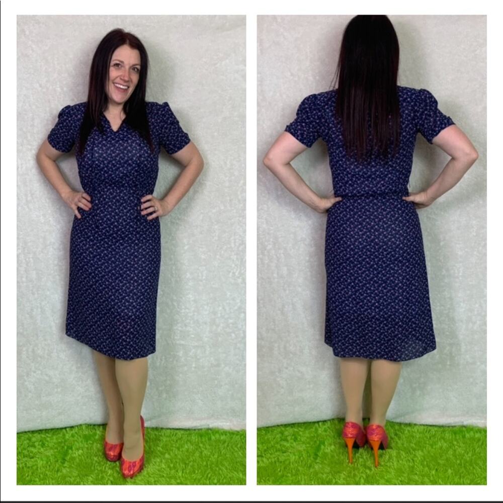 Vintage 70s or 80s Charlee Allison floral secretary day dress,‎ 5/6